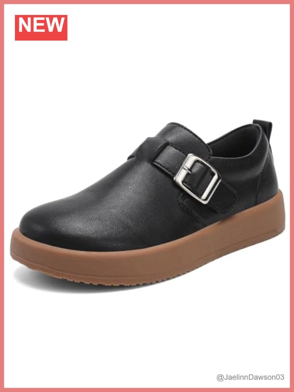 Women's Slip-on Loafers with Buckle - Leather Walking Shoes